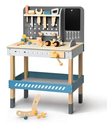 Imagen del producto de Banco de trabajo de madera para niños, con herramientas y accesorios, para edades de 3 a 6 años, juguete para el taller
