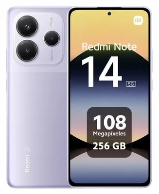 Image de Smartphone Xiaomi Redmi Note 14 5G, 8 Go de RAM, 256 Go de stockage, couleur violet, écran AMOLED de 6,67 pouces, triple appareil photo AI de 108 MP, charge rapide 45W