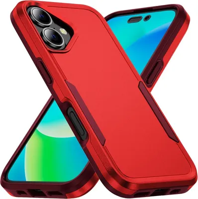 Produktbild von Mobigear Heavy Armor iPhone 16 Hülle Hardcase Backcover Stoßfest - Rot