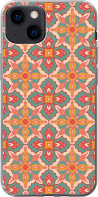 Produktbild von MuchoWow® Handyhülle Schutzhülle Hülle für Telefoonhoesje iPhone 13 Muster - Hippie - Orange Silikon Softcase Handy Hülle - Karteninhaber