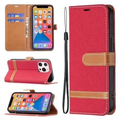 Image de Étui König Design compatible avec l'iPhone 13 d'Apple - Étui en similicuir pour téléphone portable - Rouge