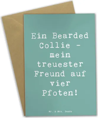 Produktbild von Mr. & Mrs. Panda babykarte Spruch Bearded Collie Freund - Meeresbrise - Geschenk, treue Augen, Hundeliebhaber, einladungskarten, Hunderasse, Hunderassen, Grußkarten