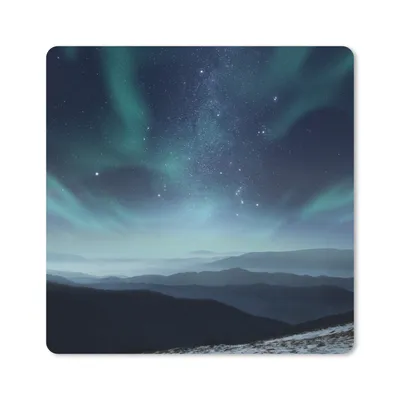 Produktbild von MuchoWow® Mauspad Mousepad Nordlichter - Sterne - Berg - Nacht 30x30 cm - Mousepads - Maus Mat - Pad - Mausunterlage - Gaming