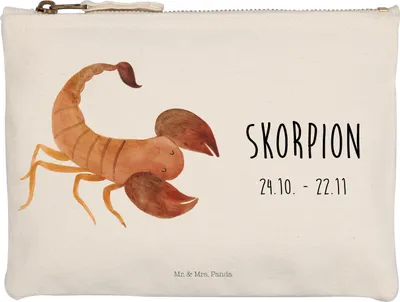 Produktbild von Mr. & Mrs. Panda Kosmetiktasche Sternzeichen Skorpion Classic Grösse XL Große - Weiß - Geschenk, Geburtstag November, Mäppchen, Federmappe, Oktober, Skorpione