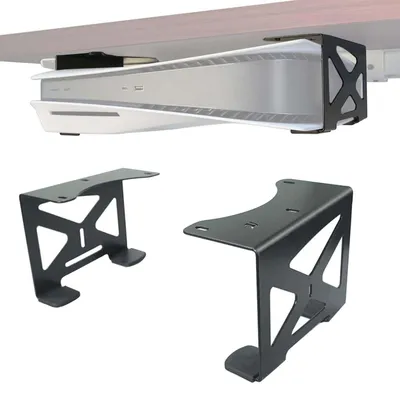 Image de Support pour PlayStation 5 - Horizontal - Noir - Fixation sous le bureau - Compatible avec les versions disque et numérique
