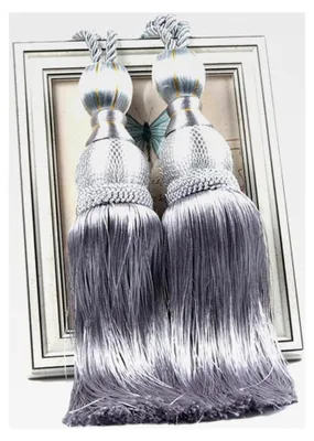 Produktbild von Ein Paar Vorhang Raffhalter mit Quasten Design (Silber Grau)