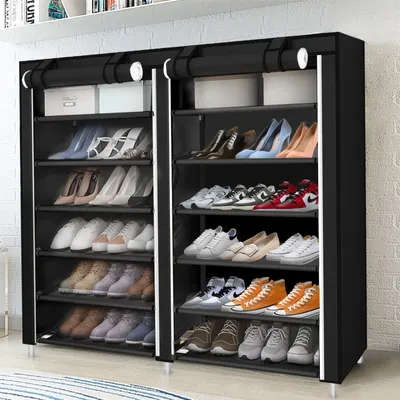 Produktbild von 7 Schicht Staubdichtes Schuhablage Schuhregal Schuhschrank für ca. 36 Paar Schuhe Schwarz