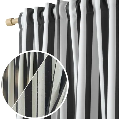 Zdjęcie produktu dla Zasłona Ogrodowa Na Taśmie Tarasowa Wodoodporna Grafitowa Stripes 140X220