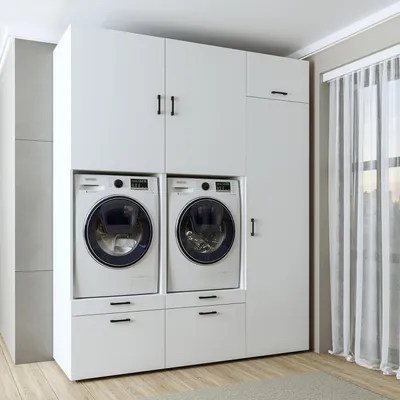 Immagine prodotto di Roomart SERIE 2 Armadio doppio per lavatrice, larghezza 194 cm, bianco