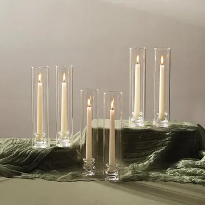 Produktbild von Kerzenhalter Stabkerze Glas Glaszylinder Hochzeit 6 Stück Klar