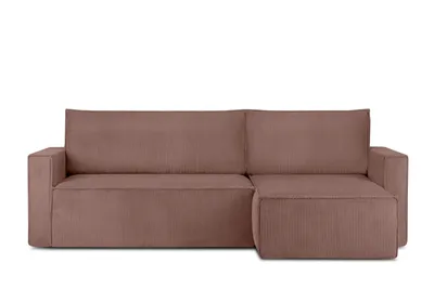 Obrázek produktu pro Konsimo levá/pravá rohová pohovka s funkcí spaní s područkami "NAPI", růžová, manšestrová látka, Loft, 246x89x148 cm