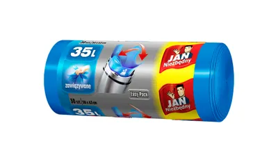Zdjęcie produktu dla Jan Niezbędny Worki na śmieci easy-pack zawiązywane niebieskie 35L 30szt