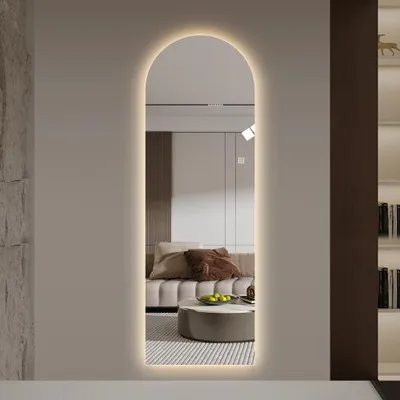 Produktbild von AIORBER 150x50cm LED Ganzkörperspiegel Wandspiegel mit Beleuchtung Arch Spiegel Touch-Steuerung Dimmbar Silber