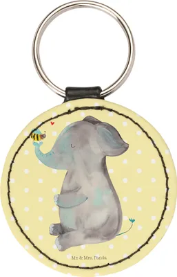 Produktbild von Mr. & Mrs. Panda Anhänger Elefant Biene - Gelb Pastell - Geschenk, schlüsselbund, Heiratsantrag, Liebe, Taschenanhänger, Schlüsselanhänger, schlüssel, mini, Liebesspruch