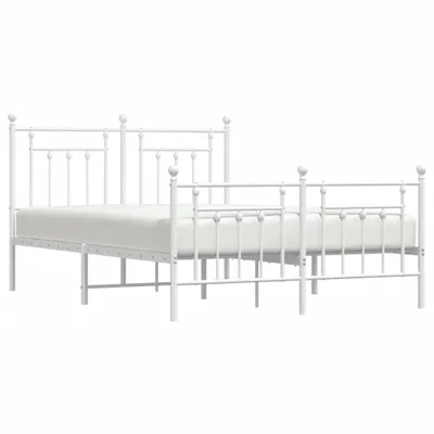 Produktbild von Bettgestell mit Kopf- und Fußteil Metall Weiß 140x200 cm
