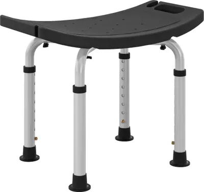 Produktbild von Duschhocker/Duschstuhl - Für Senioren - Höhenverstellbar - Rutschfest - Aluminium - Belastbar bis 135 kg - Weiß