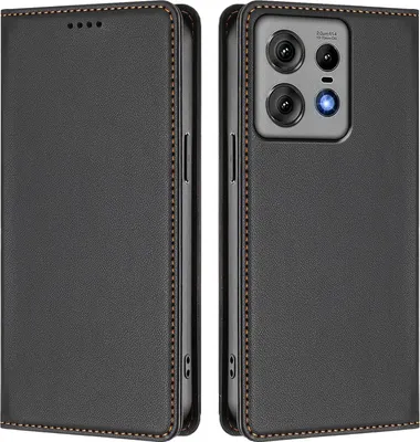 Produktbild von Handyhülle für Motorola Edge 50 Pro, Kunstleder Klapphülle Stoßfeste Magnetische Hülle mit Ständer Schwarz