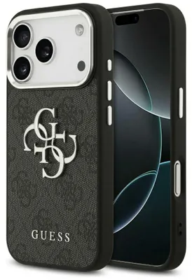 Zdjęcie produktu dla GUESS case for IPHONE 17 Pro Max GUHCP17XP4G4SMCK (PU W/ Big 4G Classic Logo) silver black