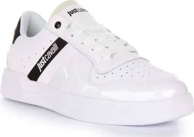 Zdjęcie produktu dla Just Cavalli Fondo męskie sznurowane buty sportowe z syntetycznej skóry Biały - 11 United Kingdom - 45 EU - 12 US / White