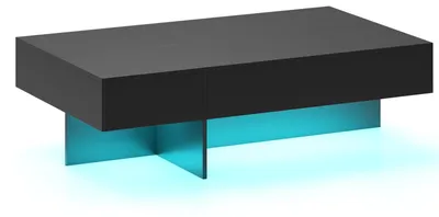 Immagine prodotto di Tavolino da caffè nero lucido con luci a LED e 3 cassetti