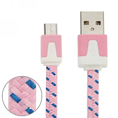 Produktbild von 2m USB Daten und Ladekabel Rosa für alle Smartphone und Tablet Micro USB