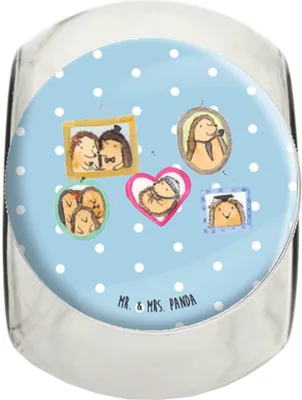 Produktbild von Mr. & Mrs. Panda Teedose Igel Familie L 870ml - Blau Pastell - Geschenk, Kaffeedose, Süßigkeiten Glas, Vorratsglas, Aufbewahrungsdose, aufbewahrungsglas, Bonboniere