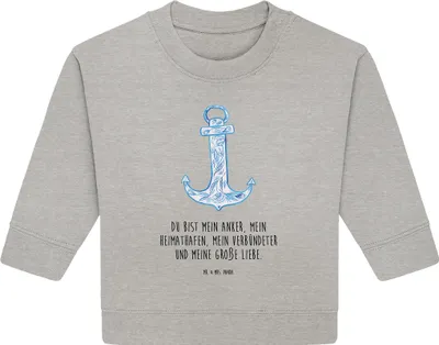 Produktbild von Mr. & Mrs. Panda Organic Baby Pullover Anker Blau 24. - 36. Monat - Heather Grey - Geschenk, Lustige Sprüche, Bullover