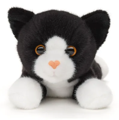 Imagen del producto de Peluche gato - Tumbado - Blanco y negro - 20 cm