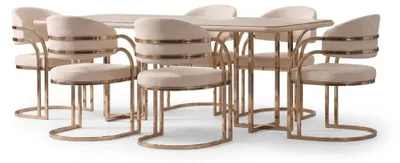 Obrázek produktu pro Moderní jídelní set: jídelní stůl a 6 židlí, jídelní sada, dřevo