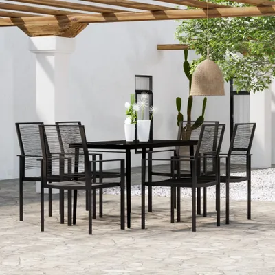 Produktbild von The Living Store 7-tlg. Garten-Essgruppe Schwarz