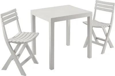 Produktbild von Dmora Gartenmöbel-Set Ortisei Weiß 2-Sitzer, 1 Tisch