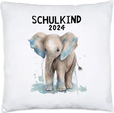 Produktbild von Schulkind 2024 Elefant Kissen Inkl. Füllung 1. Schultag Nichte Neffe Patenkind Schulanfang Schuleinführung