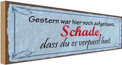 Produktbild von vianmo Holzschild 10x27 cm Gestern war hier noch aufgeräumt Dekoration