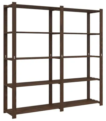 Produktbild von Ablagegestell mit 5 Ebenen - Regalkasten - Aus massivem Kiefernholz - 170x38x170 cm - Braun