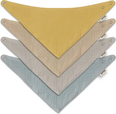 Produktbild von Musselin Halstücher Set 4 Stück Größe M Dreieckstücher Spucktücher Baumwolle Lätzchen Baby und Kleinkind