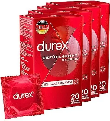 Produktbild von Durex Gefühlsecht Classic Kondome 4 x 20 Stück