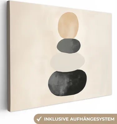 Obrázek produktu pro Obrazy na plátně 40x30 cm - Japandi - Tvary - béžová, obraz Moderní, nástěnná dekorace, malba