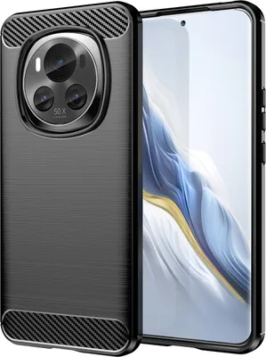 Produktbild von Hülle für Honor Magic6 Carbon-Faser Weich TPU Silikon Stoßfest Handyhülle Schwarz