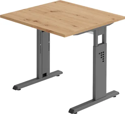 Produktbild von bümö Schreibtisch Serie-O - Nachbildung: Asteiche, Größe:  80 x 80 cm, Gestell: Graphit