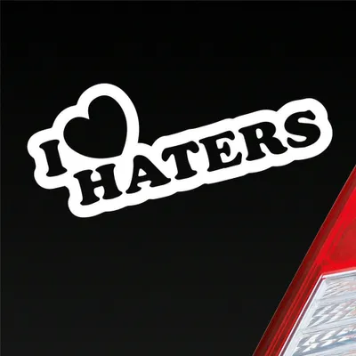 Produktbild von Auto Aufkleber I Love Haters Lustig Spruch 15x6 cm Weiss Glanz Sticker Heckscheibenaufkleber