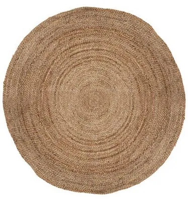 Zdjęcie produktu dla Dywan okrągły z juty Unyqoos®, średnica 120 cm – 100% naturalna juta, grubość 0,5 cm – dywan w naturalnym kolorze, idealny do salonu, sypialni i przedpokoju