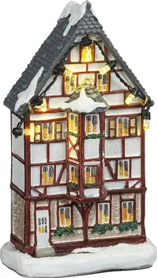 Produktbild von Luville Miniaturhaus Fachwerkhaus 'Fassade Elzas Haus' beleuchtet batteriebetrieben 8x4x14 cm Weihnachtsdekoration