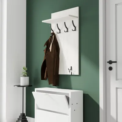 Produktbild von AKKE Weiss Craft Garderobenpaneel MAXI - SCHWARZE haken BxH: 60x100 cm
