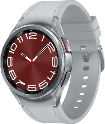 A studio shot of a Samsung Galaxy Watch6 Classic.