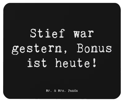 Produktbild von Mr. & Mrs. Panda Mouse Pad Spruch Bonusvater Freude - Schwarz - Geschenk, Freund, pc mausunterlage, herzerwärmende Sprüche, Mauspad, Mousepad, mousematte, Geburtstage