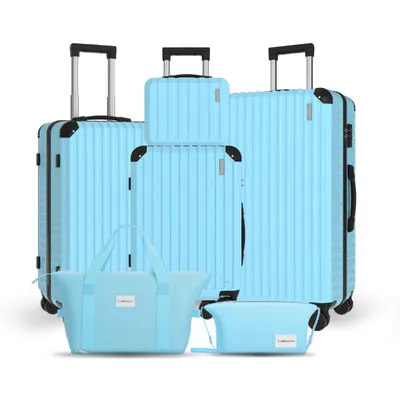 Produktbild von Trolleyset LG2 Hartschalen-Koffer set (S,M,L,XL) Rollkoffer, Reisekoffer, Handgepäck 4 Rollen, ABS-Material, TSA Zollschloss, 6-teiliges Set