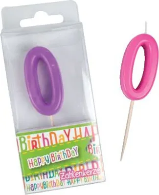 Produktbild von Geburtstagskerze Zahl 0 sort. TRENDHAUS 935922 Happy Birthday