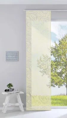 Produktbild von Moderner Flächenvorhang Raumtrenner Schiebegardine »Regio« HxB 245x60 cm Creme aus hochwertigem Ausbrenner-Stoff mit Paneelwagen Beschwerungsstange, 85614