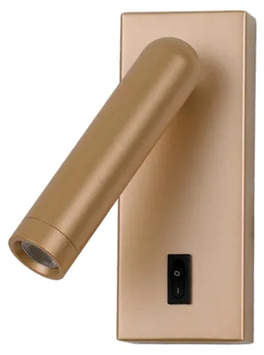 Zdjęcie produktu dla Kinkiet LED z włącznikiem NOVA złoty 2,5W Ciepła biel 153lm aluminium wym:14x9x5,5cm IP20 Italux