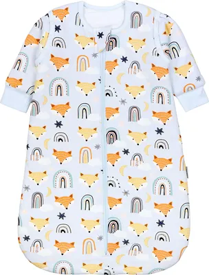 Produktbild von TupTam Schlafsack Baby 2.5 TOG – Ganzjahresschlafsack mit abnehmbaren Ärmeln,  , Farbe: Fuchs Regenbogen umstülpbarer Fuß, Größe: 80-86